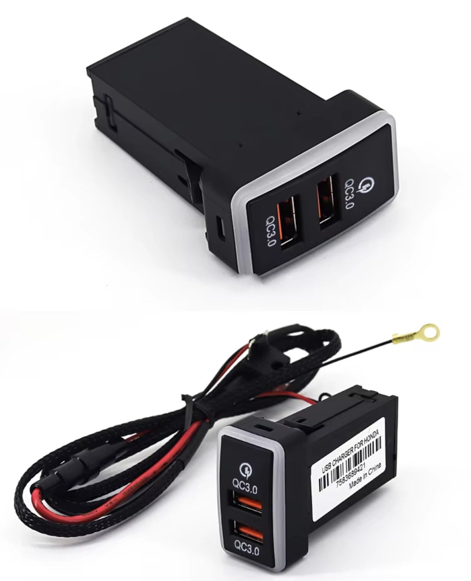 Puerto USB Consola Central Compatible Con Fit Para Civic Para CRV 2007-2013 Coche Para Cargador Dual QC3.0 Carga Rápida Toma De Corriente Carga Puerto USB AUX Jack