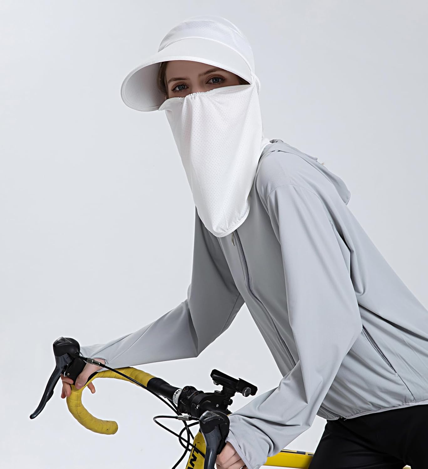 Women Wide Brim Face Mask Sun Hat Detachable Neck Face Flap Ponytail UV Protection Visor Hat Garden Fishing Hiking - Image 9