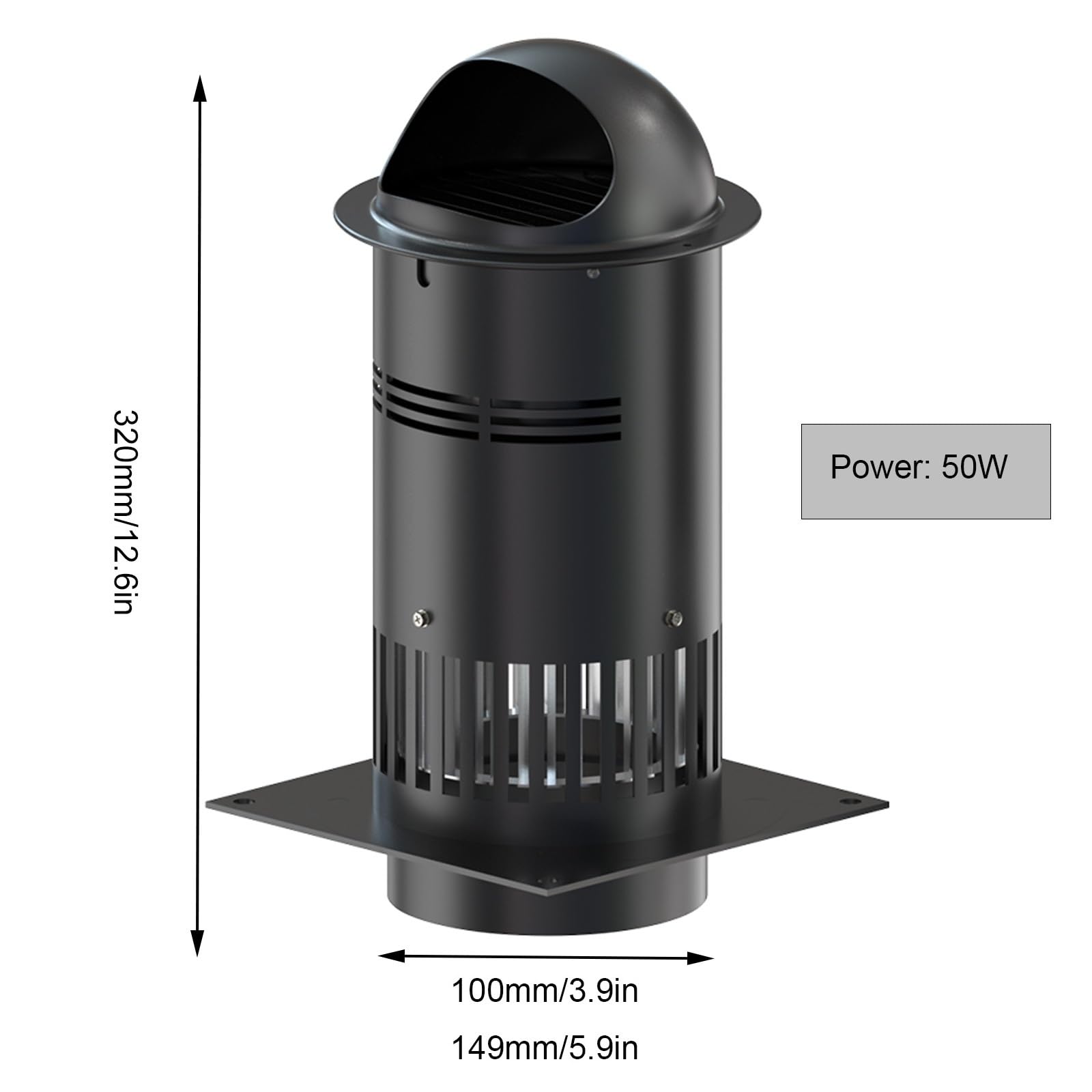 Coperchio Comignolo, Aspiratore per Camino per Canna Fumaria Tonda Professionale da Tetto Aspirafumo Elettrico Tiracamino Tirafumo Comignolo, Camino Base Circolare(149mm/5.9in)