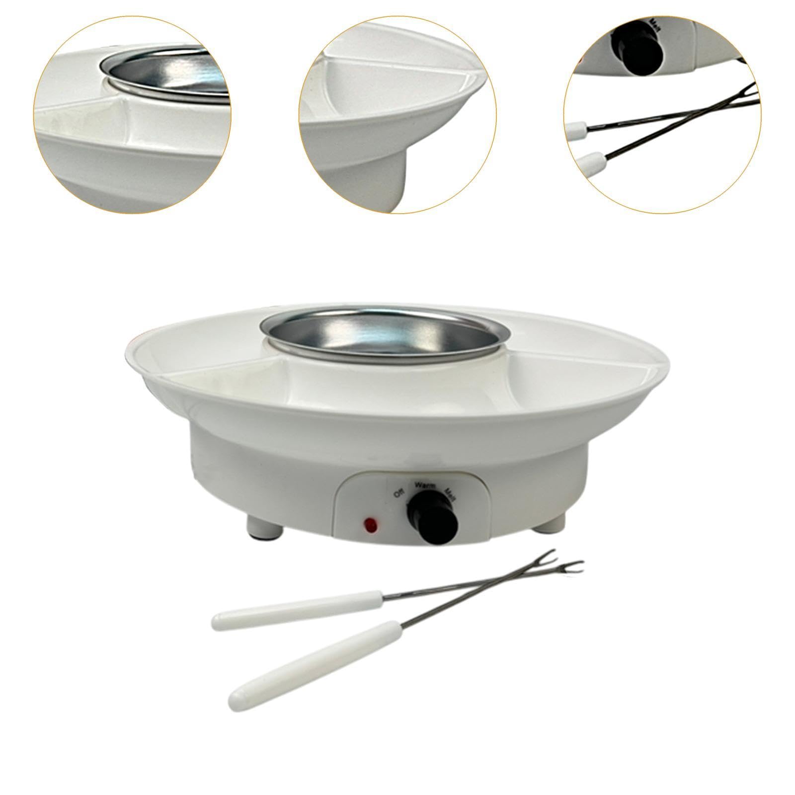 F Fityle Juego de Fondue de Fondue electrodomésticos de Cocina EU EU fácil para Servir a Chocolate Melting Melting Fruits Fruits, Blanco