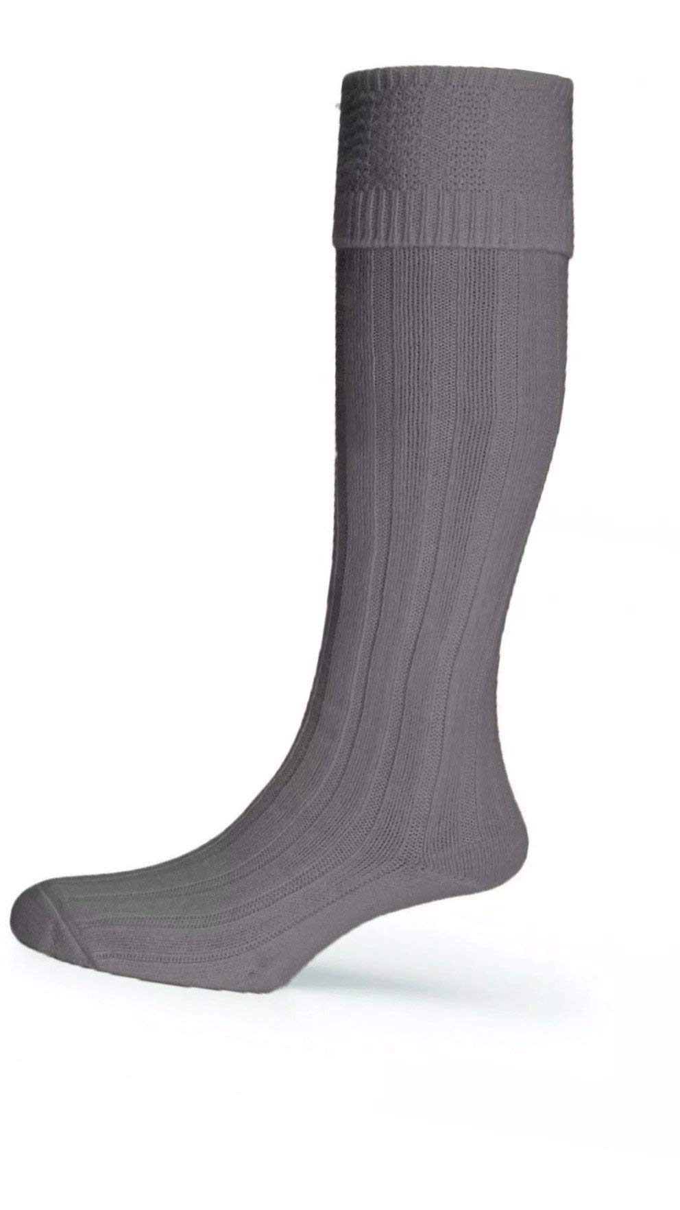 TW SPORTS & KILTSSCOTTISH MEN'S DELUXE WOOL BLEND GREY KILT HOSE SOCKS