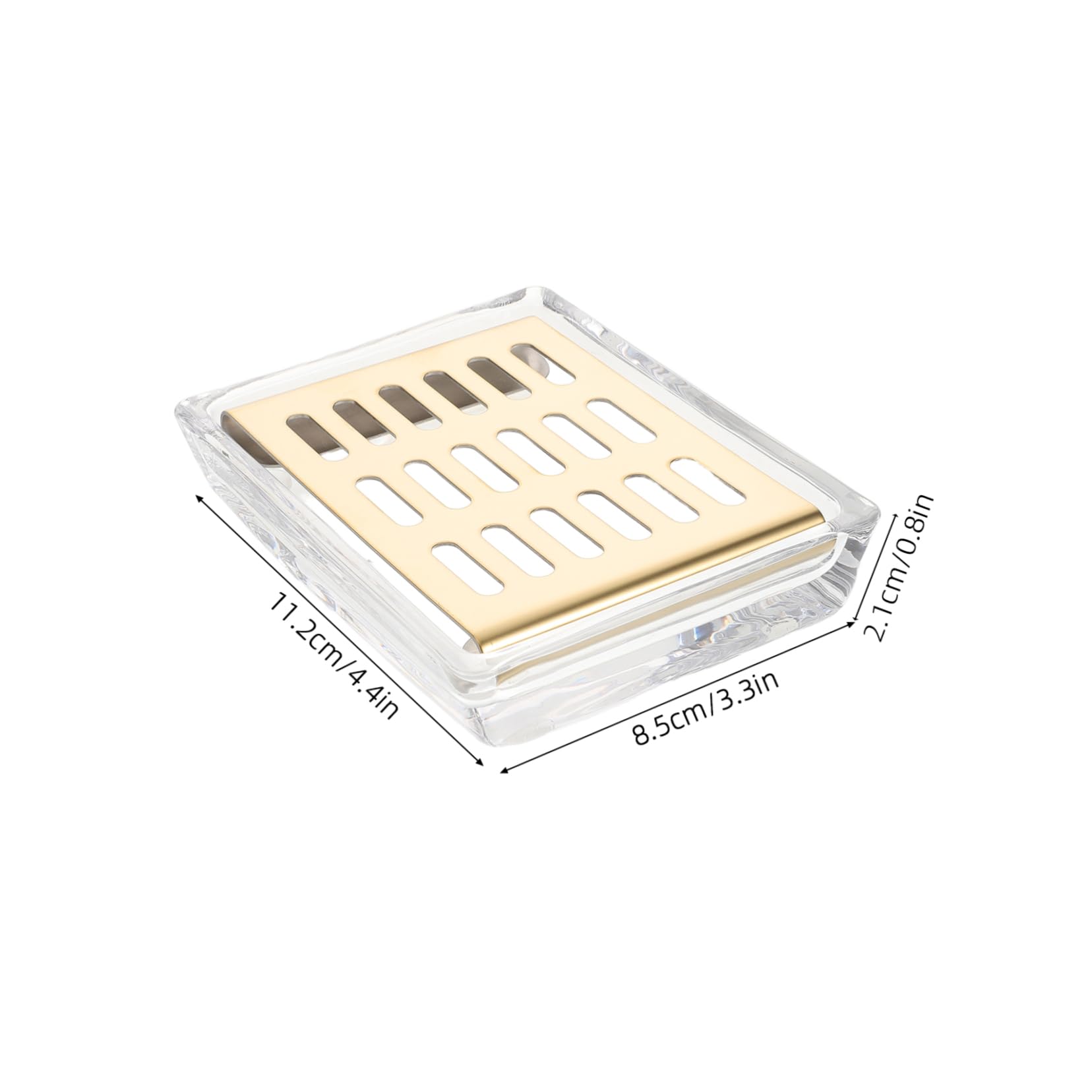 Jabonera de Vidrio Transparente Drenaje Automático Doble Capa, y Bandeja de Acero Inoxidable, Forma Rectangular para Baño y Encimera