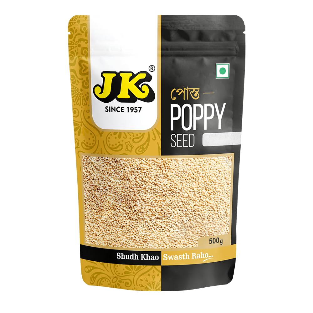 JK Poppy Seeds, 500g | Indian Posto Dana | Khus Khus Posto | Whole Khus Khus | Posto Dana | Khas Khas | 100% Pure (Pack of 1)