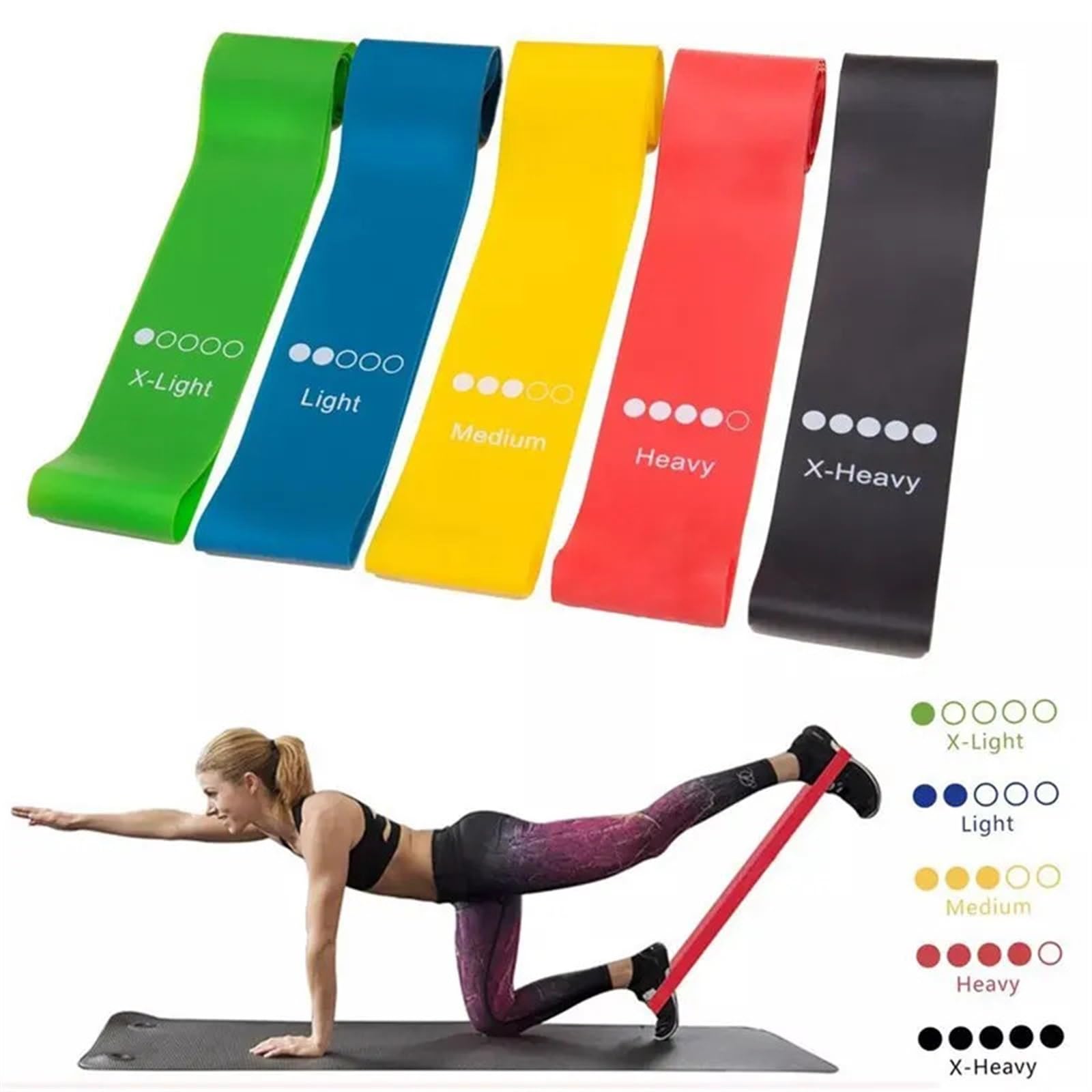 Bandas Elasticas Bandas de Resistencia for Ejercicios Gimnasio, for Yoga, estiramientos, dominadas, Bandas Goma for Entrenamiento, Equipo