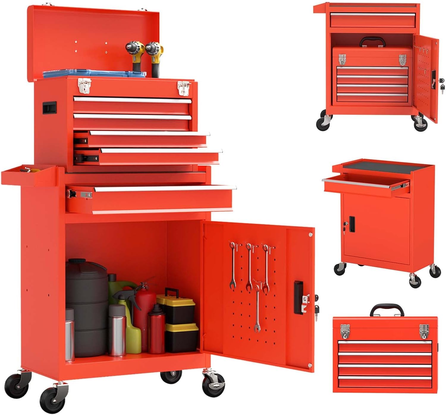 Huxxion 5Drawer Rolling Tool Chest on Wheels, Tool