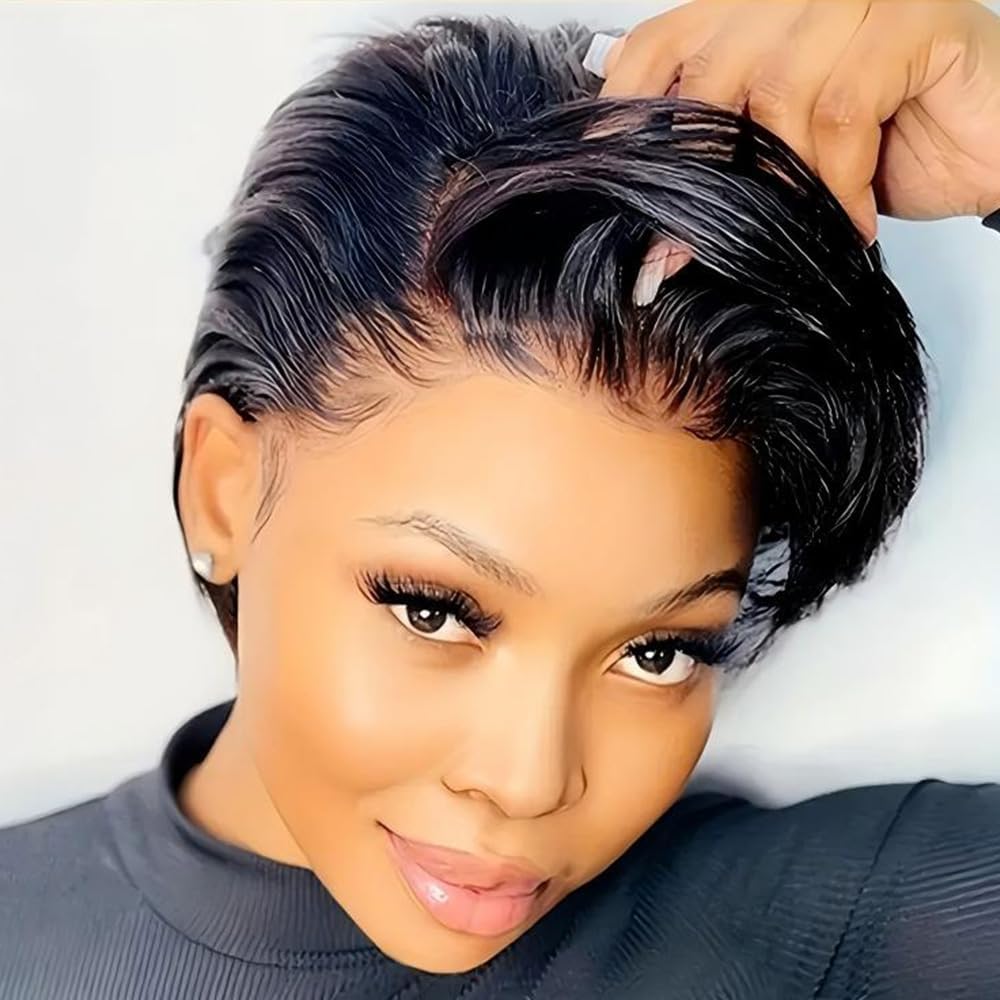 Amazon.com : YIHANGDA Bob Wig Human Hair Short Lace Front  display picture 1