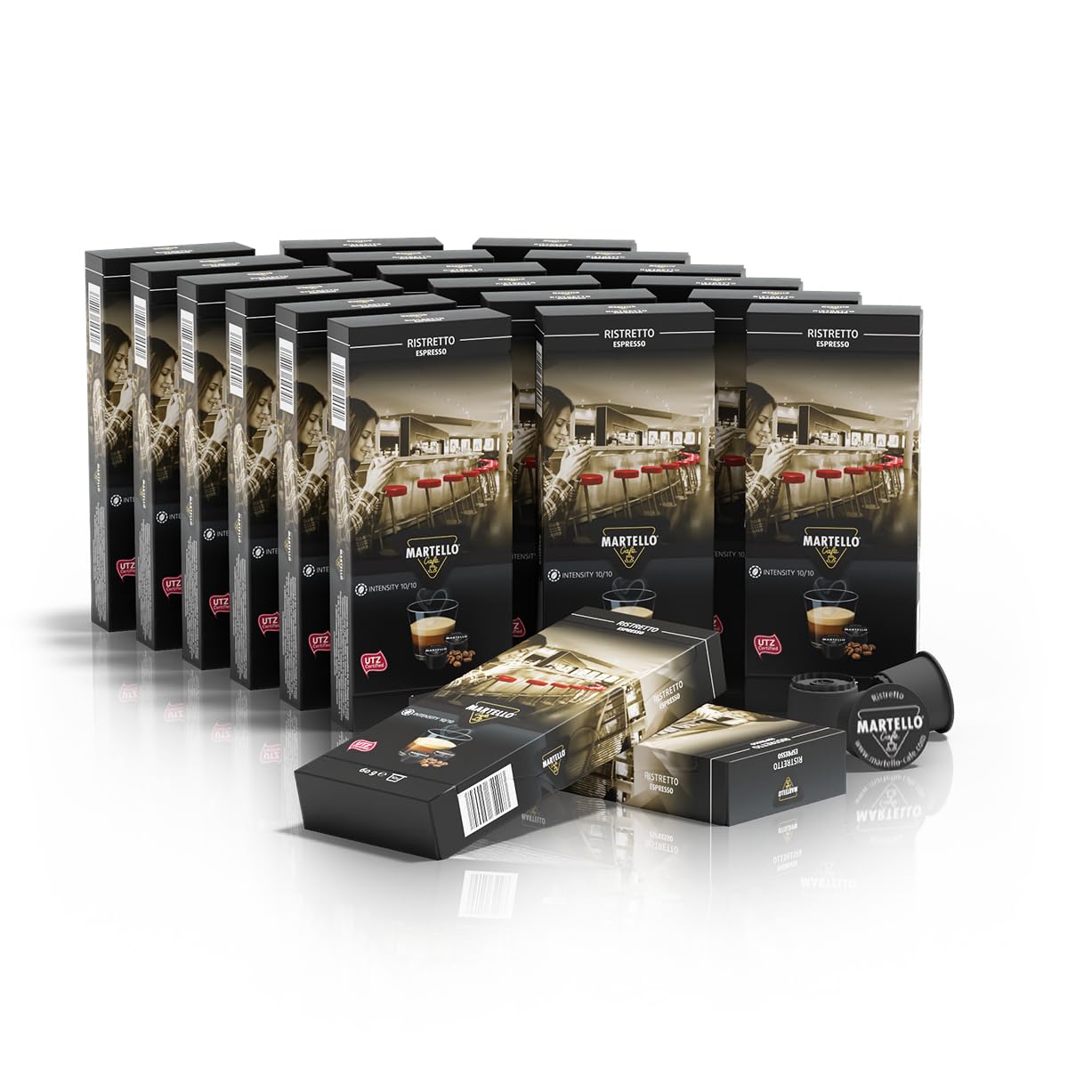 Martello Kaffeekapseln RISTRETTO – 200 Stück (20x10) Master Packung | UTZ-zertifiziert | Nachhaltig & Fair | Von Hand gepflückt | Kompatibel mit Martello-Kapselmaschinen