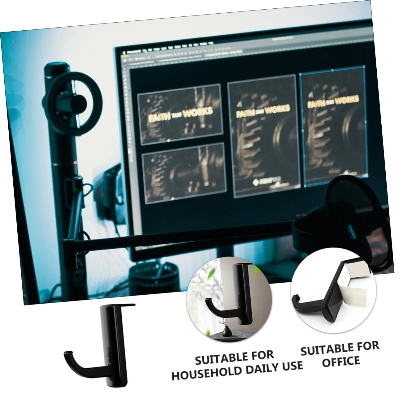20piezas Soporte Para Auriculares De Plástico Sin Perforación Colgador De Auriculares Multiusos Para Monitor y Escritorio De Adhesivo Fuerte Compatible