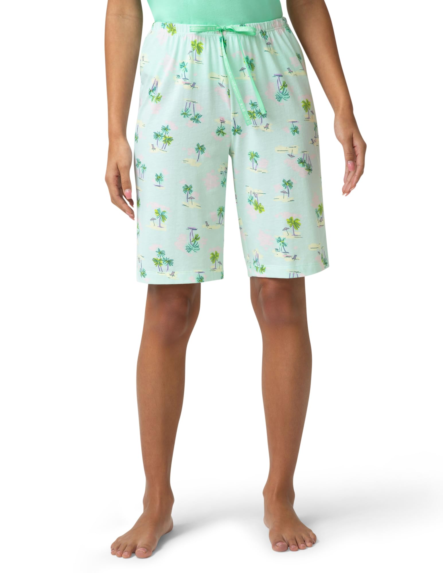 HUE Women's Summer Vacation Pajama Separates, Soft, Whimsical Print Pjs with Tropical Beach Themes, Flip Flops, Cocktails