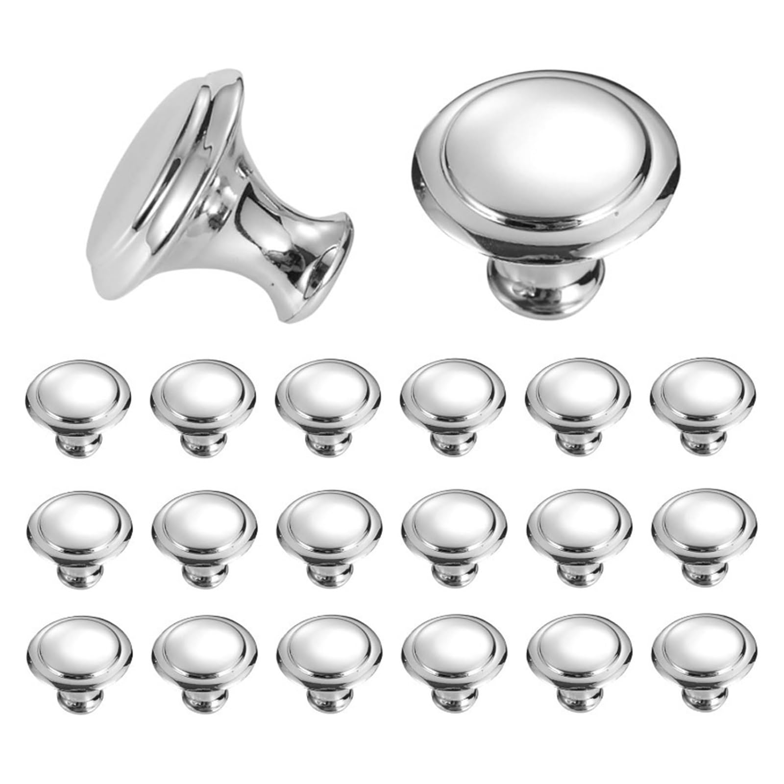 Xavren Round Cabinet Knobs 25pcs Silver Round Drawer Knobs with Screws