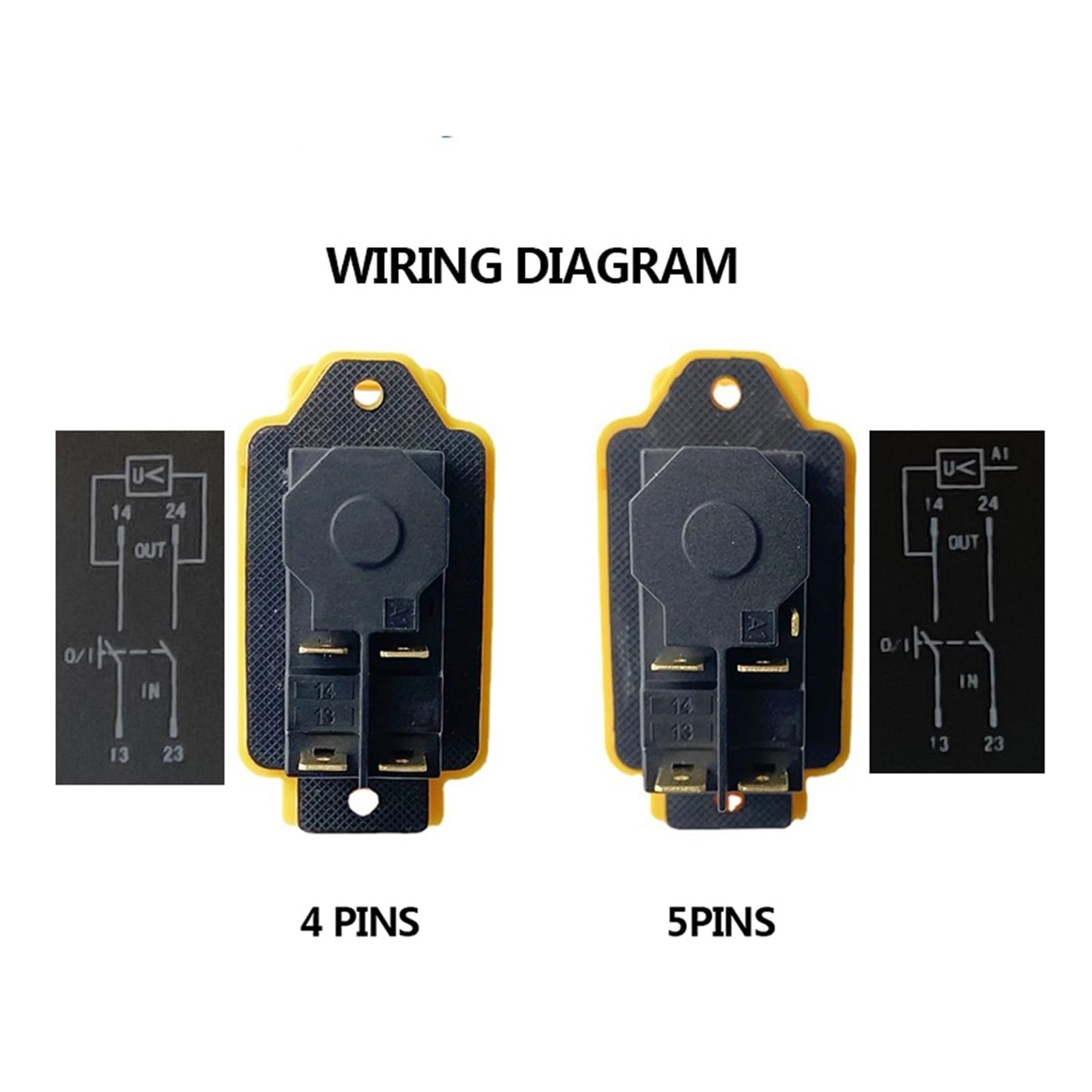 Interruptor electromagnético de 4/5 Pines, 110V, 220V, botón reinicio momentáneo Encendido y Apagado con Cubierta, YCZ3-C Resistente al Agua IP55, reemplazo KJD17(YCZ3-C,4 PINS-110V)