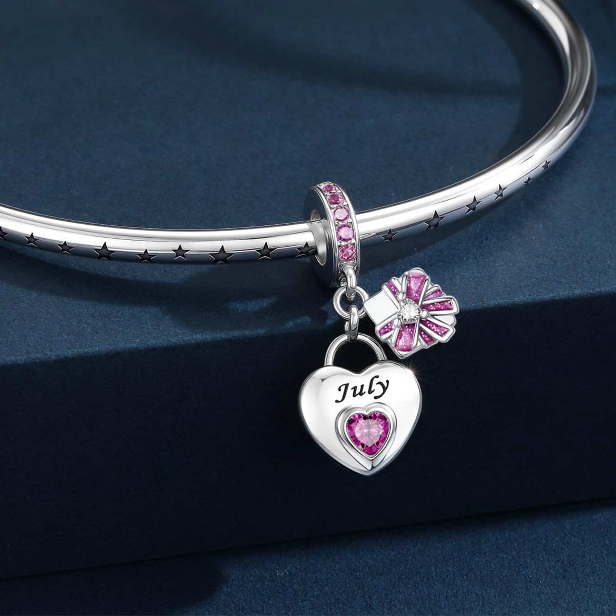 HappyStar 925 Sterling Silber Herz Zirkonia Geburtsstein Charm Anhänger für Geburtstag Personalisiertes Geschenk Bead Charms für Damen kompatibel Pandora Armbänder Geburtstag Valentinstag