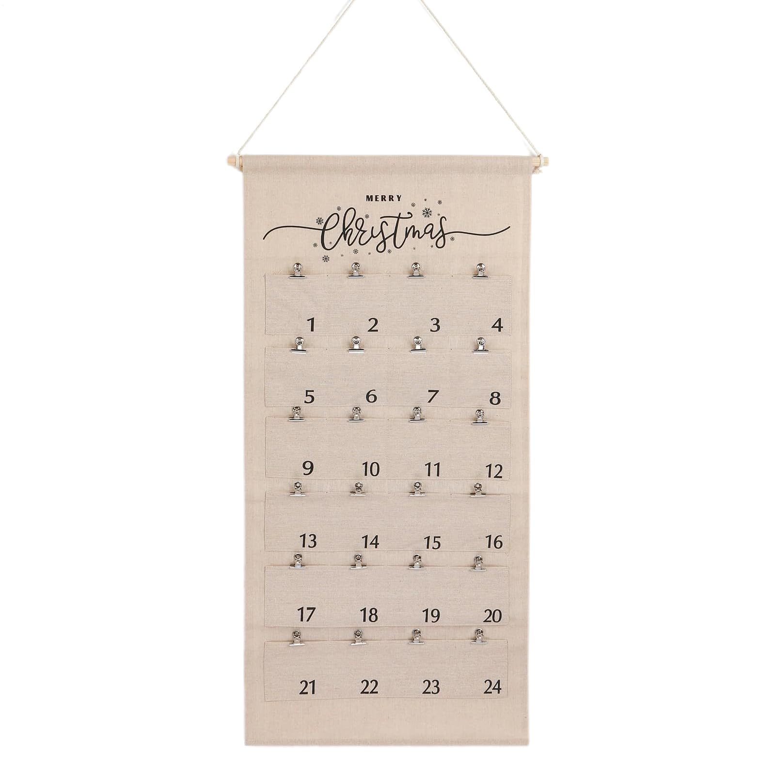 Tablero de fotos y calendario de cuenta regresiva de Navidad con clips para colgar recuerdos