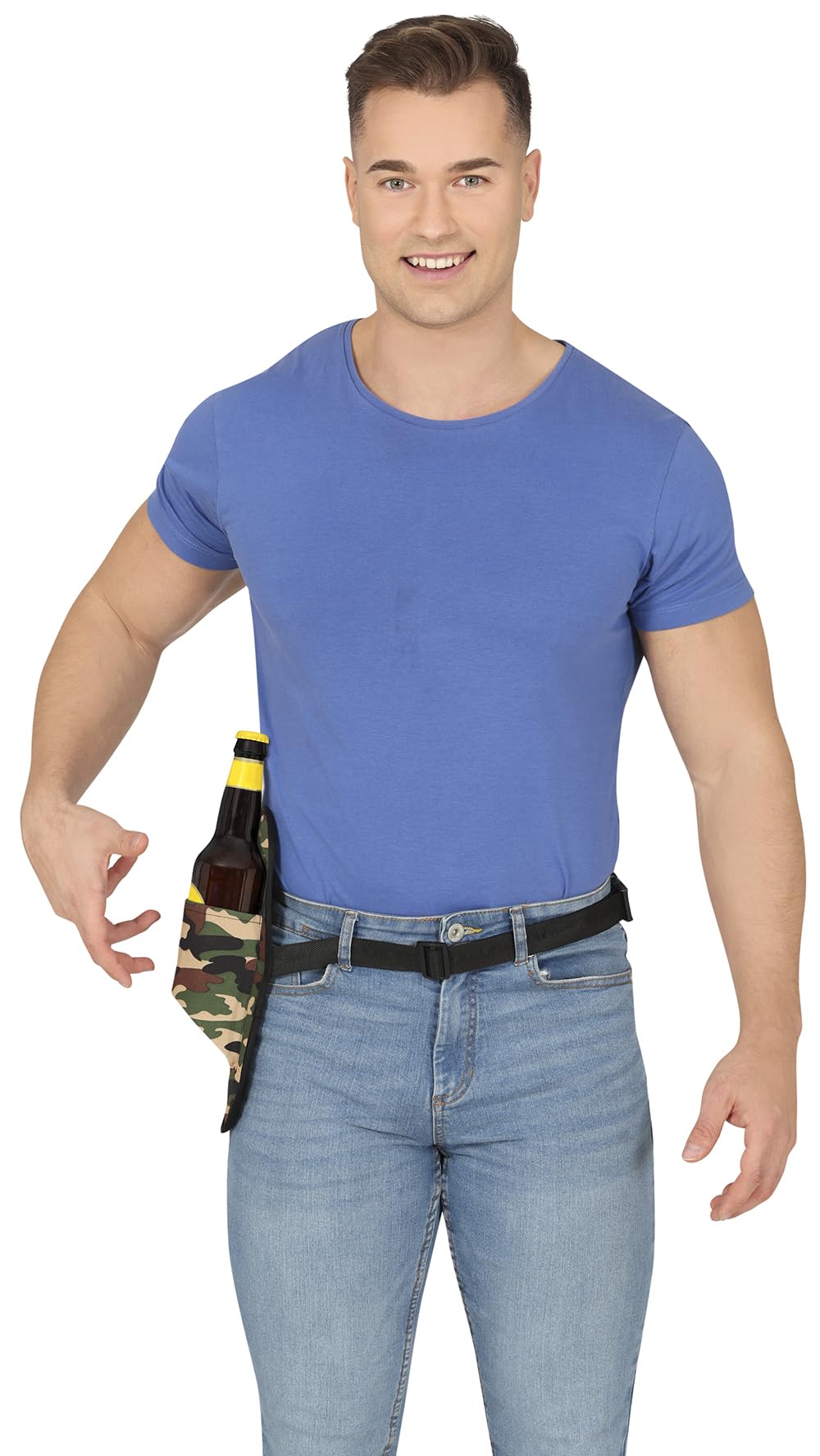 FIESTAS GUIRCA | Brown Bottle Holder - Fancy Dress Accessory for Stag Do and Beer Celebrations - Ideal for Bachelor Parties and Other Events - Adults - Brown