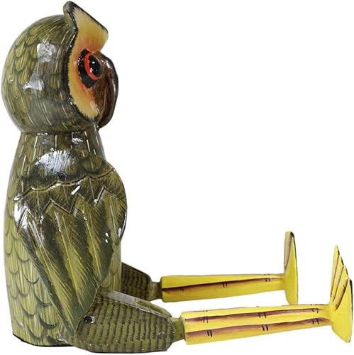 Miniatura 4 de Ebros Gift Balikraft - Estatuilla decorativa de madera tallada a mano Burung Hantu Wayang, búho del bosque nocturno, estante decorativo para