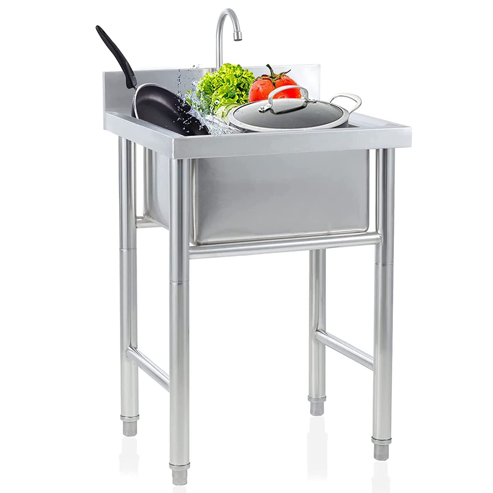 Lavabo comercial de un seno para limpieza en el garaje la cocina y la lavandería