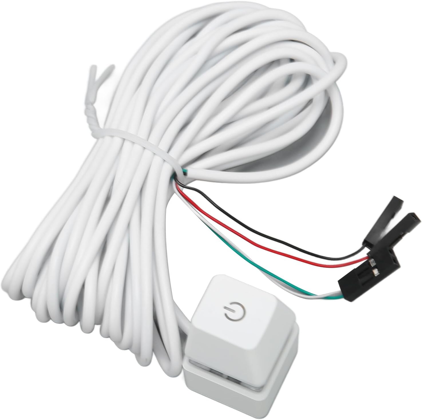 Zunate Desktop Computer Power Switch, External Remote Start PC Motherboard Power On Off Switch Extension Cable, PC Power On Off Reset for Desktop PC (Green