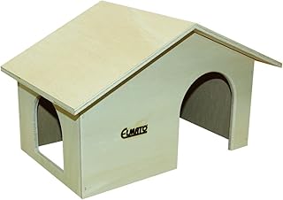 Elmato 10020 Hasenhaus Nagerhaus Almhütte Naturholz, 33x24x24cm