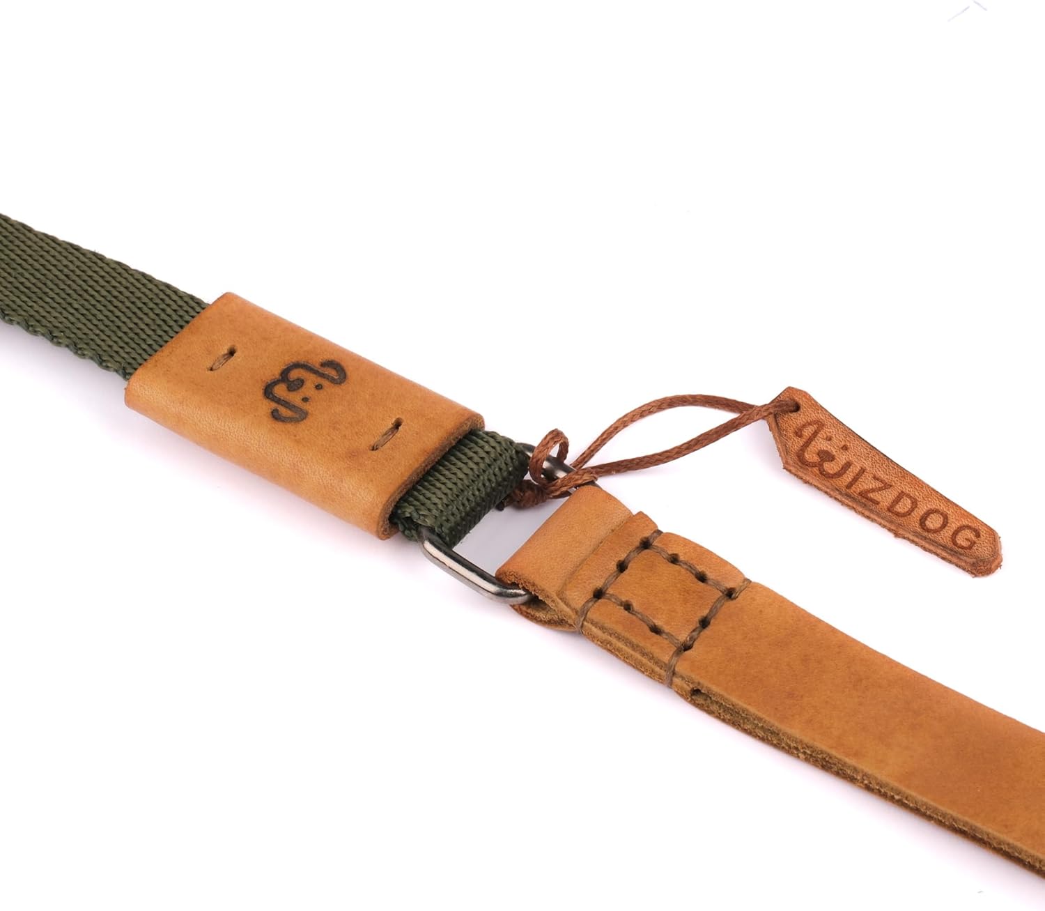 Dog Leash, 2 ft/4 ft/6 ft - Nylon Pet Leash, Leather Handle Thick Lead Leash for Large Medium Dogs Small Puppy, Reinforced with Leather Tailor Connection (Army, 4ft)