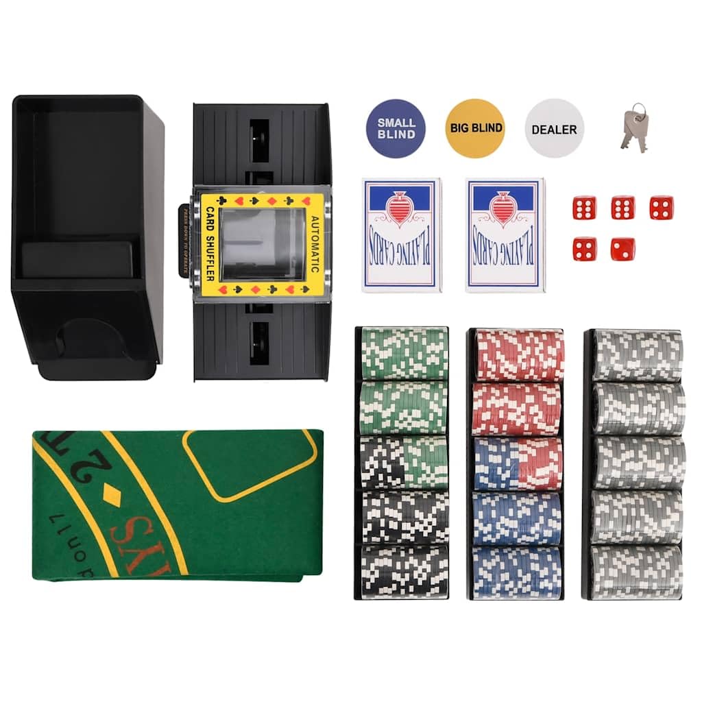 Set di 300 chip laser da poker da 11,5 g, con valigetta in alluminio, tappetino da gioco Texas Holdem Casinò, serate, feste, tornei, accessori per casinò