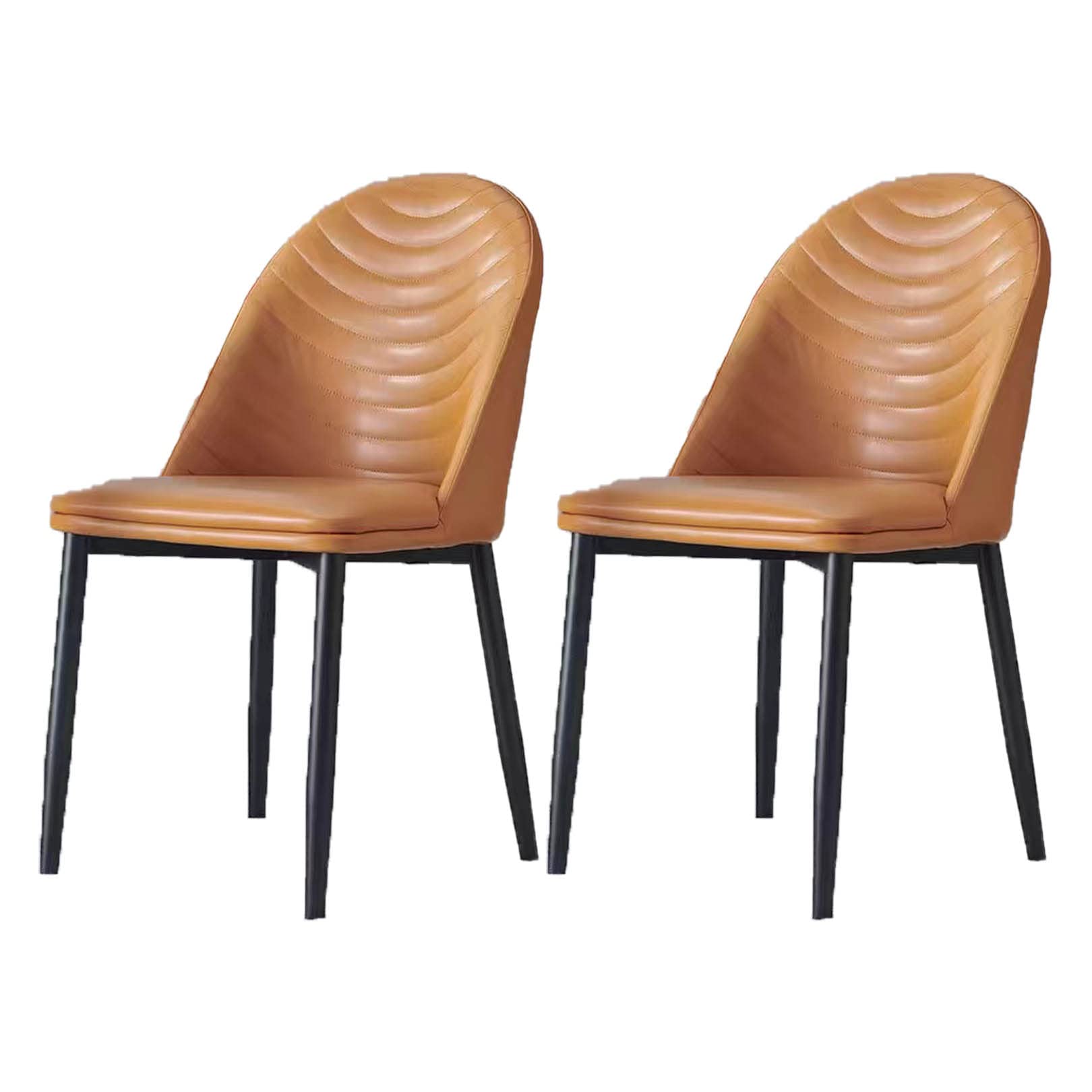 Chaise de salle à manger en cuir rembourrée lot de 2 avec pieds métal noir