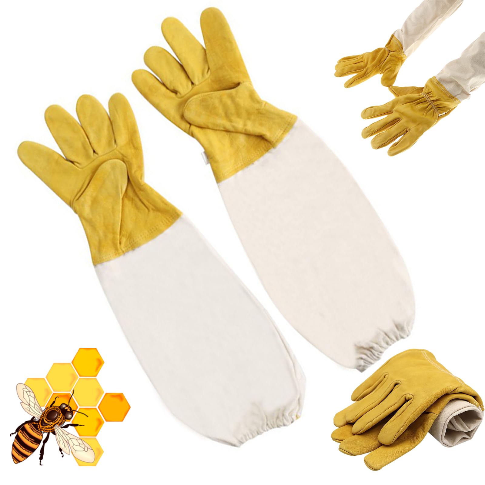 ChangTsing Imkerhandschuhe für Kinder Imkhandschuhe Stichfest Imkerei Bienen Handschuh Imker Handschuhe Herren Damen Kinder Verwendung von Canvas und Leder Gelb, M Gewerbe, Industrie & Wissenschaft