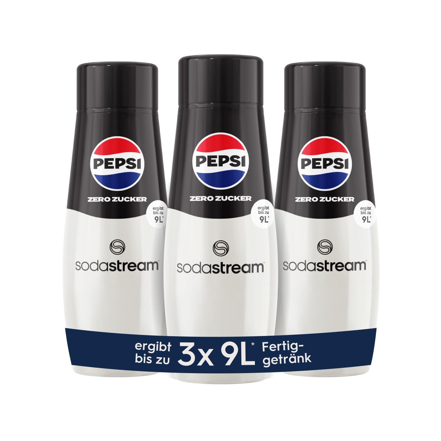 SodaStream Sirup 3x Pepsi Zero Zucker - 1x Flasche ergibt 9 Liter Fertiggetränk, Sekundenschnell zubereitet und immer frisch, 440 ml