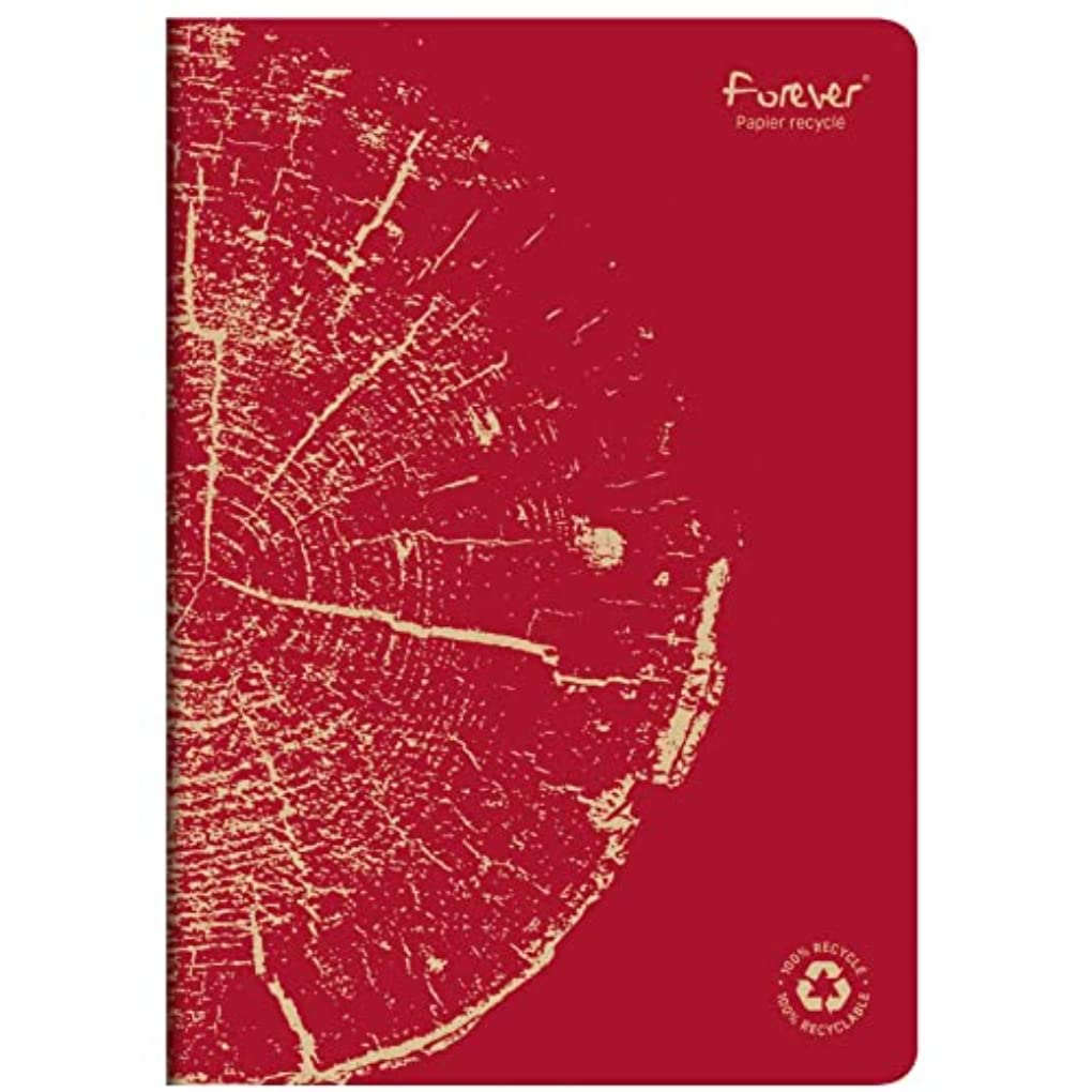 Clairefontaine 684663C A Notebook Forever Collection Stapled 100% Recycled Brick Red - A4 21x29,7cm - 96 Lined Pages - Recycled Paper White 90g - Card Cover