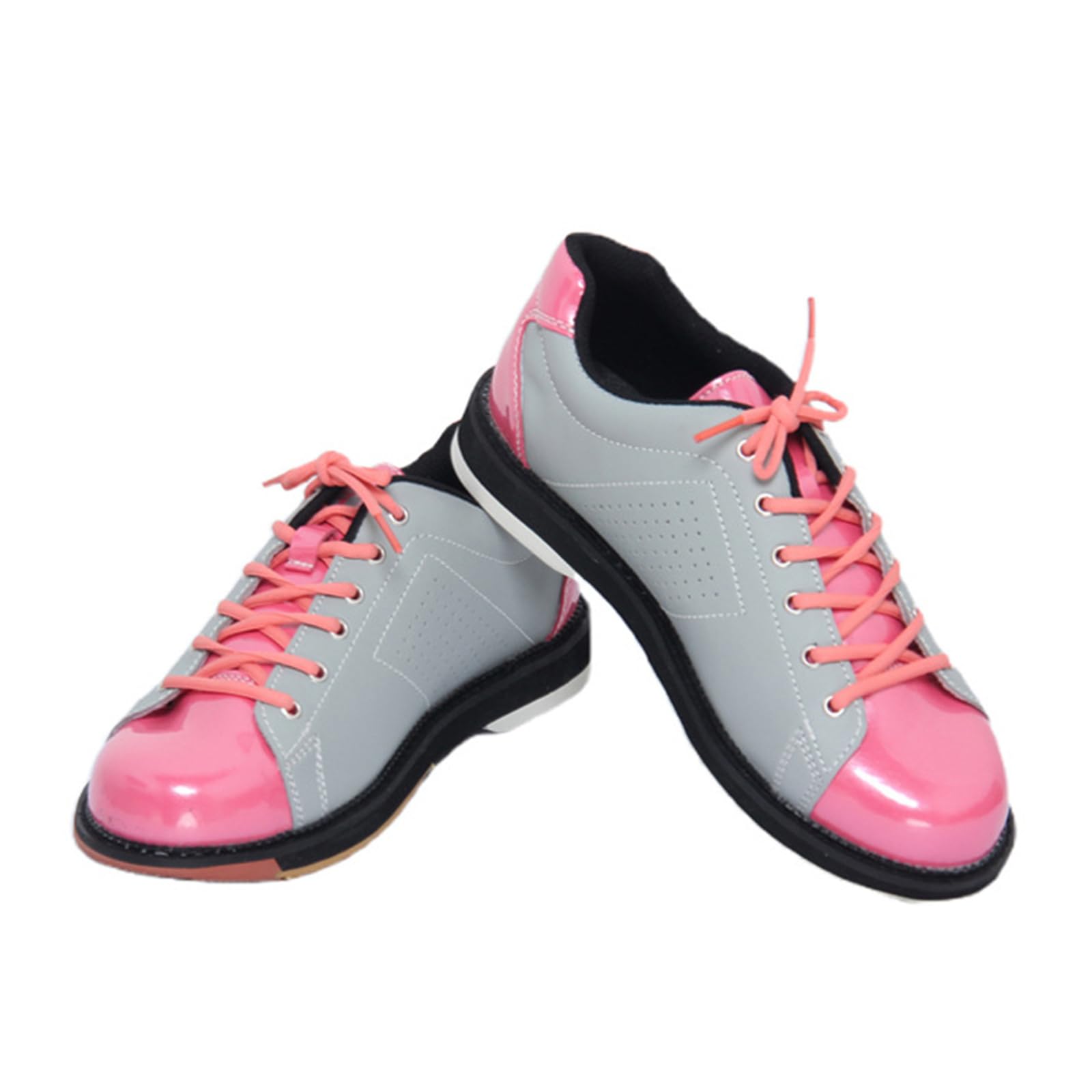 JiuQing Chaussures De Bowling pour Femmes en Cuir À Lacets pour Débutants Semelles Coulissantes pour Hommes