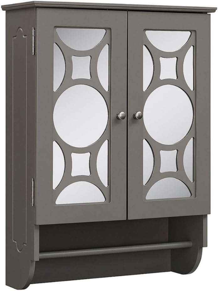RFBW12304 Wall Cabinet, 2 Glass Doors with 1 Adjustable Shelf and 1 Storage Area, Chrome Hardware