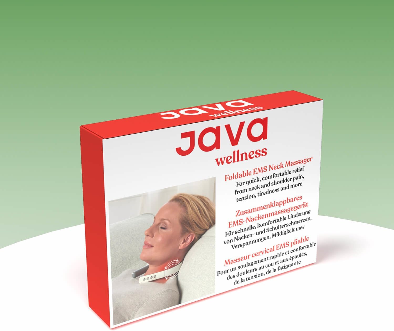 Java Wellness Foldable Neck Massager packaging box.