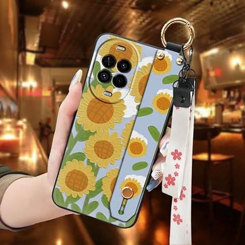 Phone Case Compatible with Huawei Nova14 Lite/Vitality Edition, Soft case Ring Design Dirt-resistant Wrist Strap Back Cover Kick