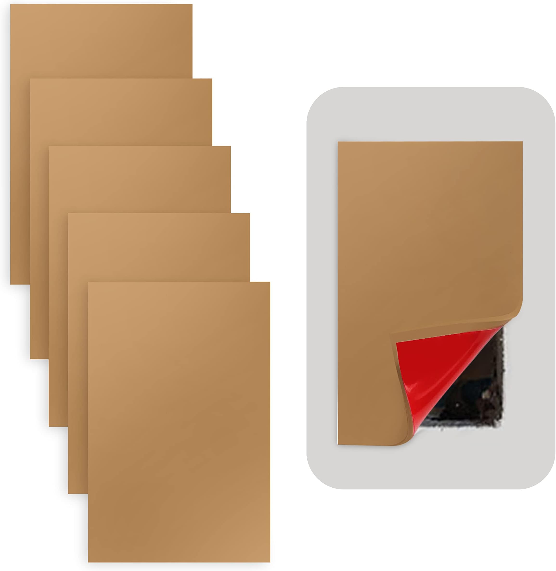 Rubber Bond Self-Adhesive Rubber Wall Outlet Cover Plate - 5 Pack, 5x3 Inch, Screwless Design, Easy Peel & Stick Drywall Hole Patch (Brown)