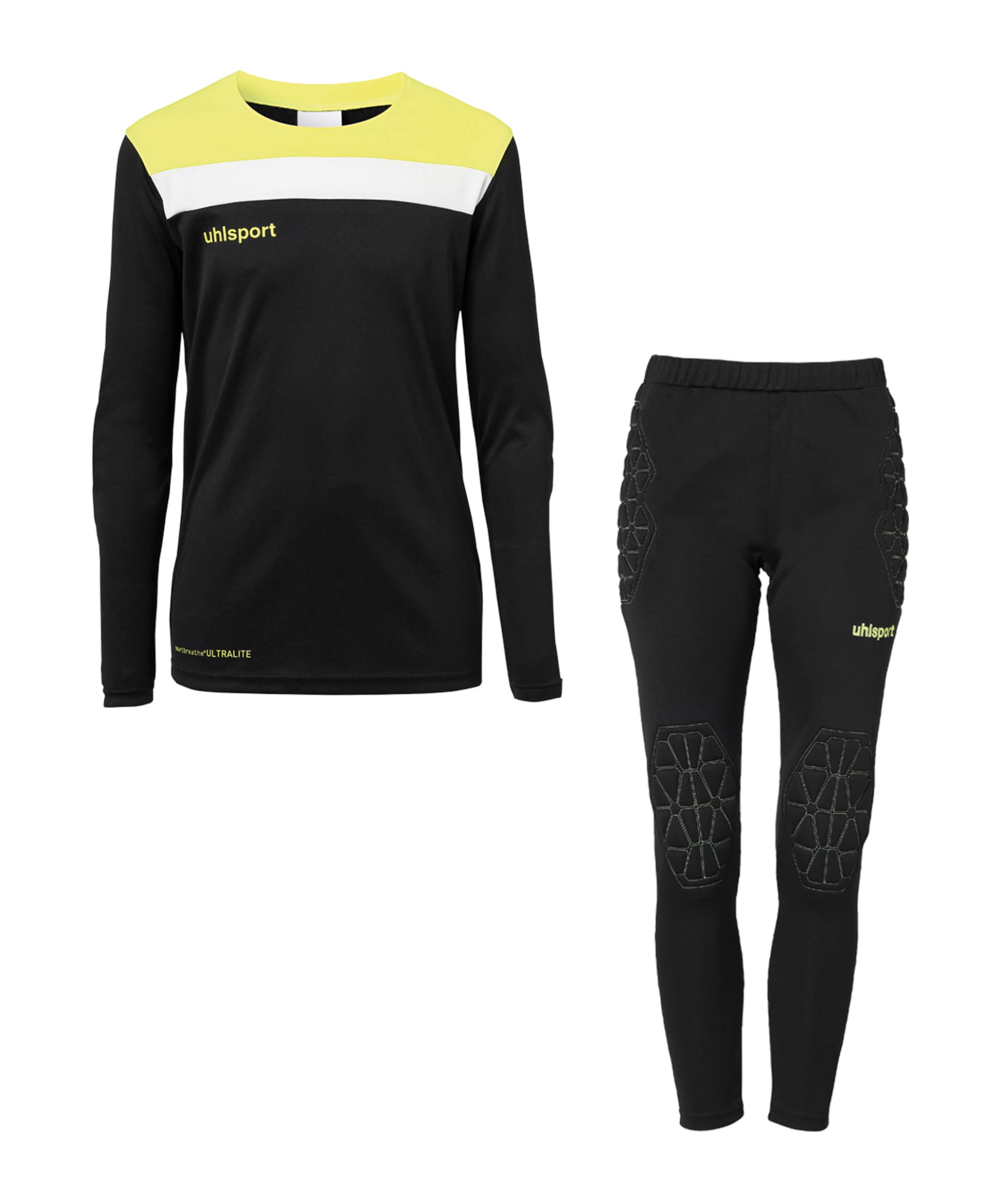Uhlsport Offense 23 Goalkeeper Set Children's Goalkeeper Set - Black/Fluo Yellow/White, 116