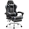 Sweetcrispy Computer Video Game Desk Chair - Ergonomic Comfy Lumbar Support with Footrest, PU Leather Recliner with Headrest, Fixed Up Armrest, Height Adjustable and 360° Swivel, for Adults, Pink