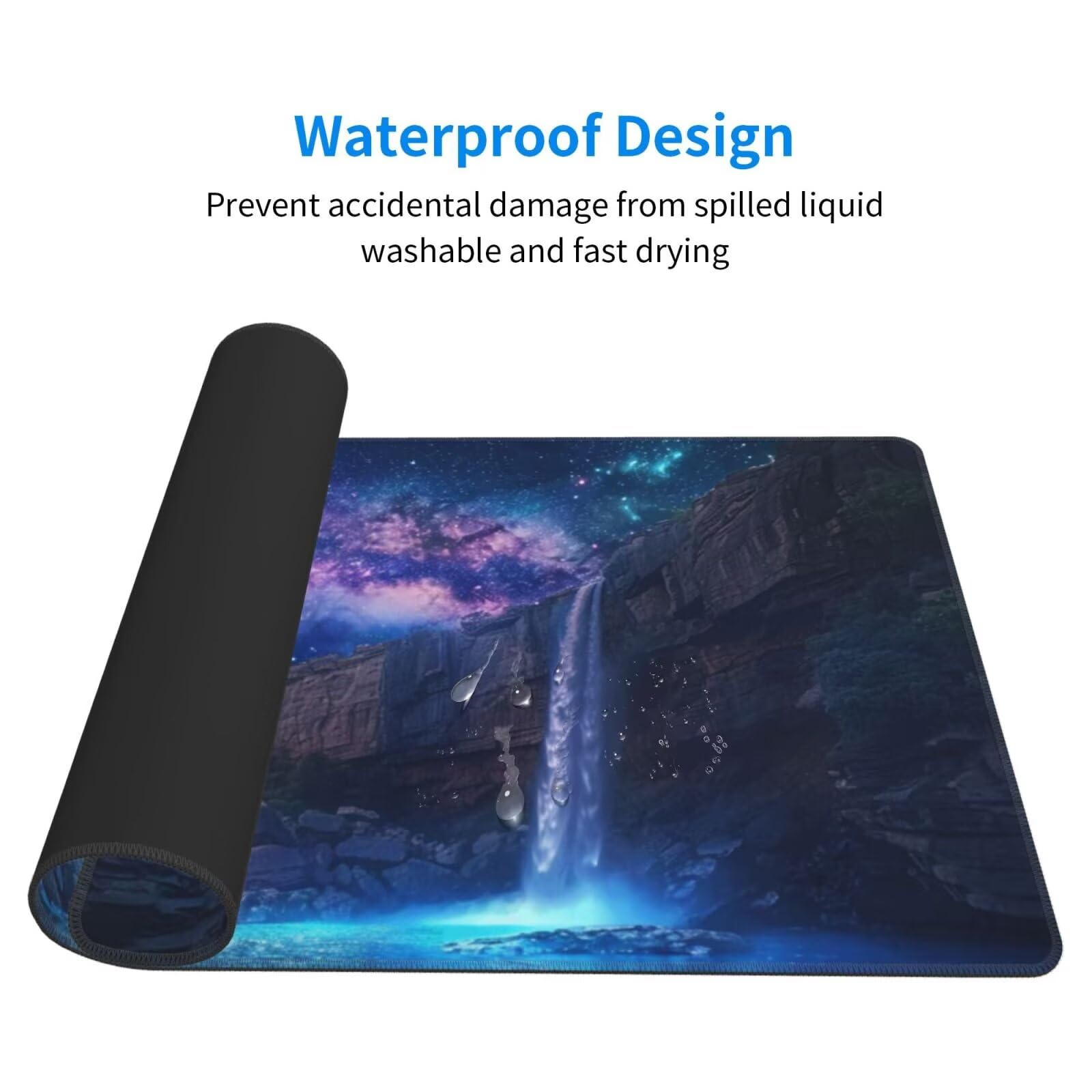Alfombrilla de Ratón Gaming Grande XXL 1200x600x4mm con Bordes Cosidos Tela de Micro Tejido, Base de Goma Antideslizante y Mouse Pad, para Teclado Escritorio, PC, Oficina Cielo Estrellado Morado Y6903
