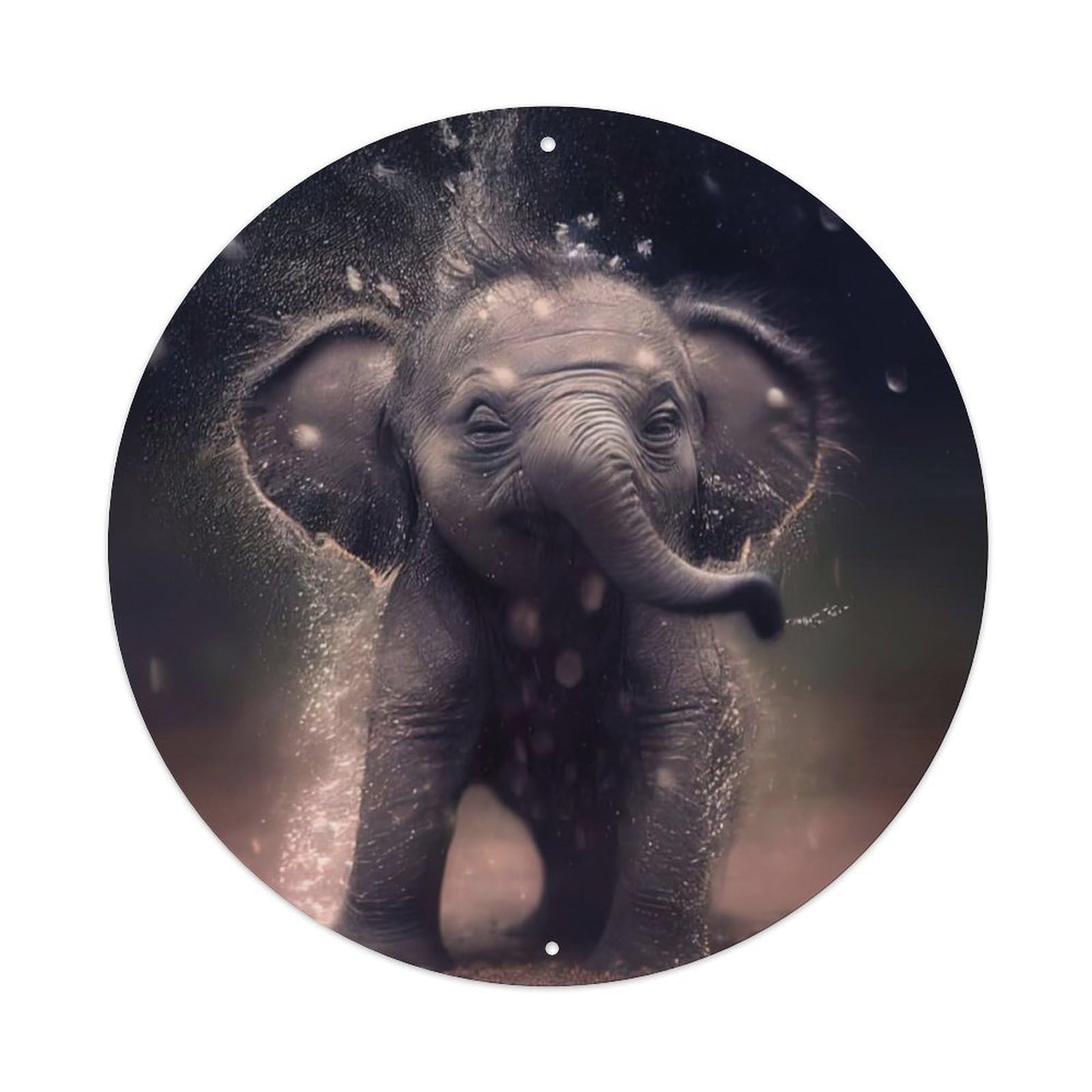 Cute Little Elephant Animal Vintage Metal Tin Sign Plaque Wall Decor for Cafe, Club Bar, Office, Garden Metal Poster 8x8Inch