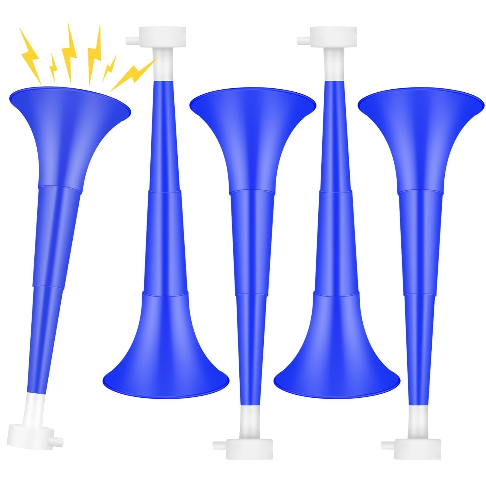 Denylo pro 2 Pcs Collapsible Stadium Horn NoiseMaker 10.2 Inch Vuvuzela Plastic Trumpet Horn Blue Soccer Horn Blow Horn Noisemakers for Sporting