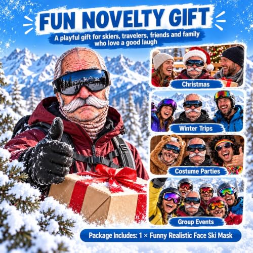 Funny Ski Mask for Men Realistic Face Balaclava 3D Printed Old Man Masks - image 2