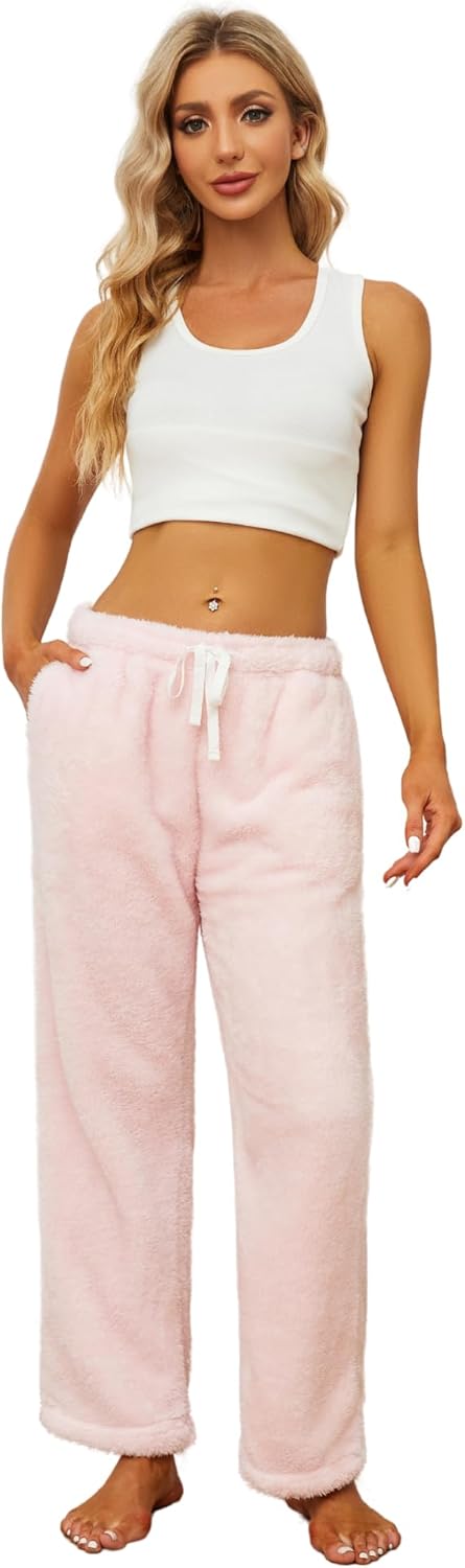 HEARTNICE Women's Warm Plush Pajama Soft Fluffy Sleep Pants Comfy Fuzzy Lounge Fleece Bottoms Sleepwear