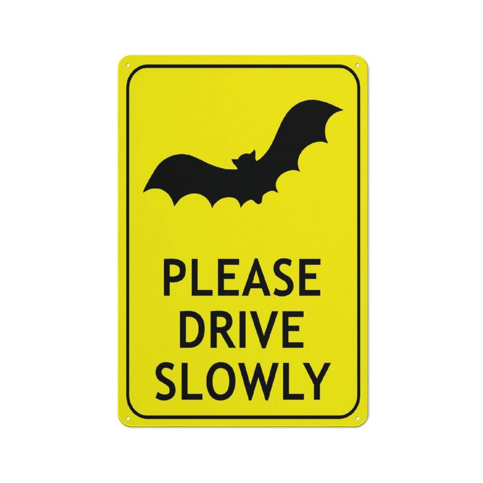 Peiyeety A03 Bat Please Drive Slowly Bright Yellow Sign Outdoor Metal Sign - 12X16 Inches Metal Signs For Business, Workplace, Office, Home, Delivery Signs, Road Signs, Garden Signs