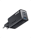 Anker USB C Ladegerät - GaNPrime 65W, 735 Charger, PPS 3-Port Schnellladegerät für MacBook Pro/Air, iPad Pro, Galaxy S22/S21, HP Spectre, Note 20/10+ iPhone 15/Pro, Pixel (Kabel nicht im Lieferumfang) Schwarz