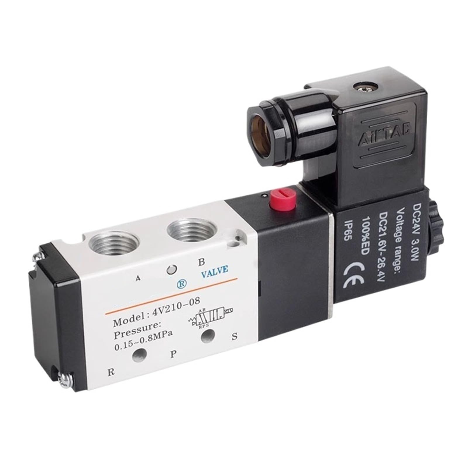 Electroválvula neumática de 5/2 vías 4V110-06, 4V210-08, 4V310-10, 4V410-15, 12 V, 24 V, 110 V y 220 V, válvula de control de dirección(4V210-08,AC220V)
