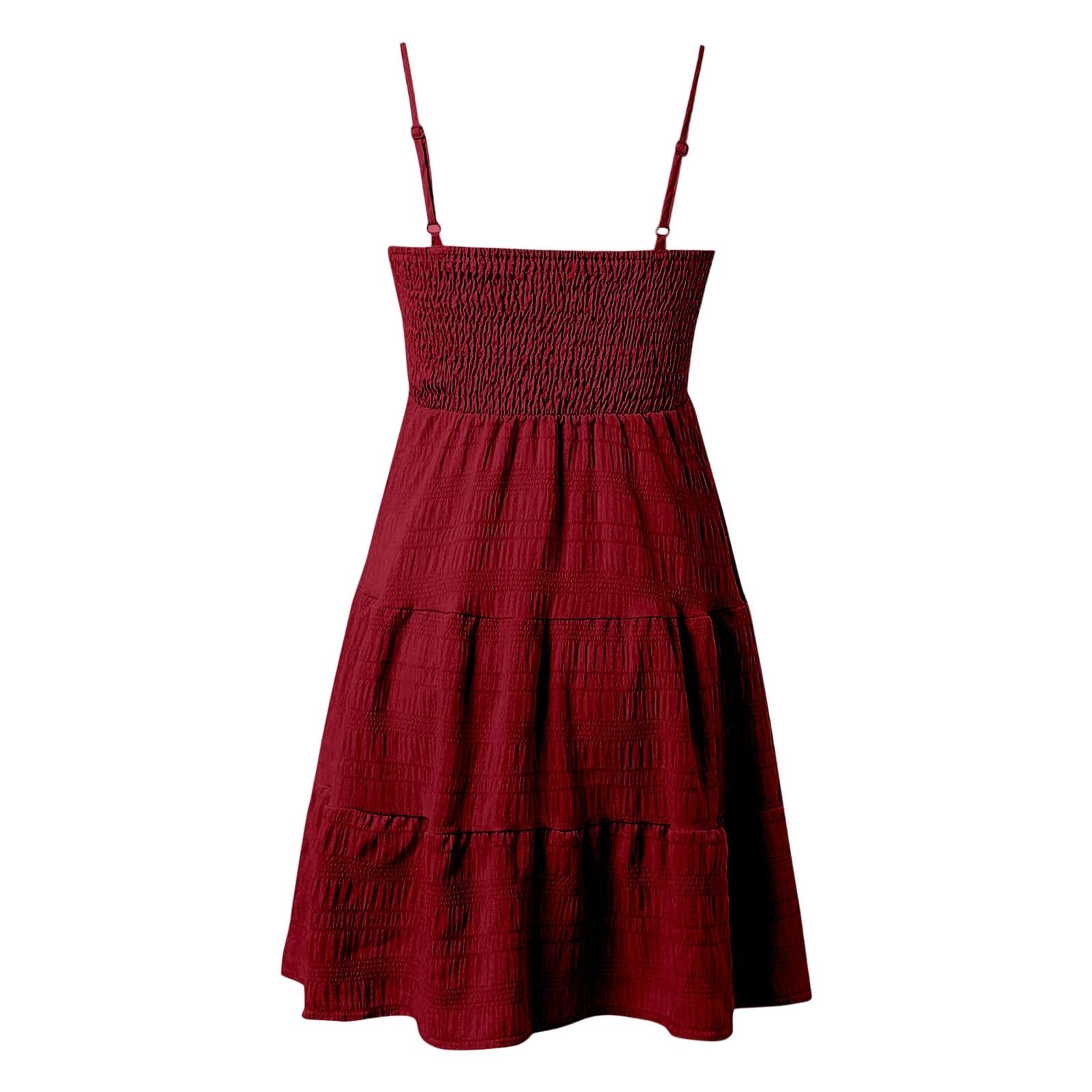 Sommerkleid Damen Kurz, Ärmelloses Modell Mit Spaghettiträgern, Einfarbiges A-Linien Minikleid Als Leichtes Luftiges Strandkleid Für Sommer Outfits