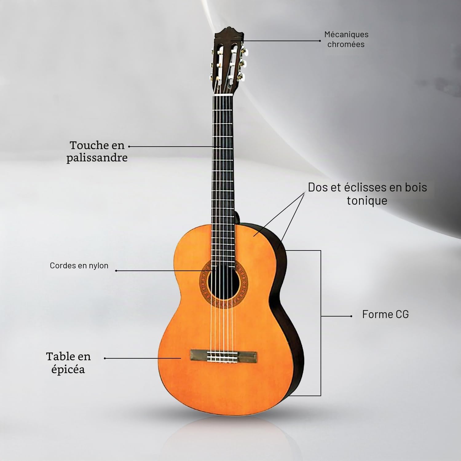 Yamaha C40II Guitare Classique Nature – Guitare traditionnelle 4/4 – Guitare classique d'étude – Idéale pour débutants