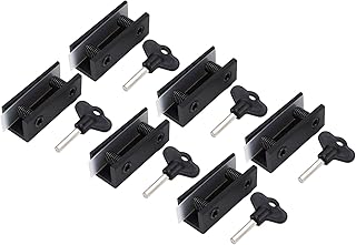 Sliding Lock with Keys, Sliding Window Locks with Key Aluminum Alloy Vertical Horizontal Sliding Lock Set for Glass Door Window, Straight Fittings