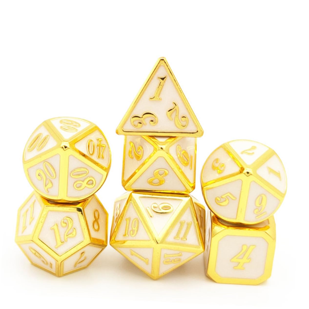 Abaodam Set de Dés Polyédriques Chiffres Clairs Lot de 7 en Alliage de Zinc pour Jeux de Société et Soirées