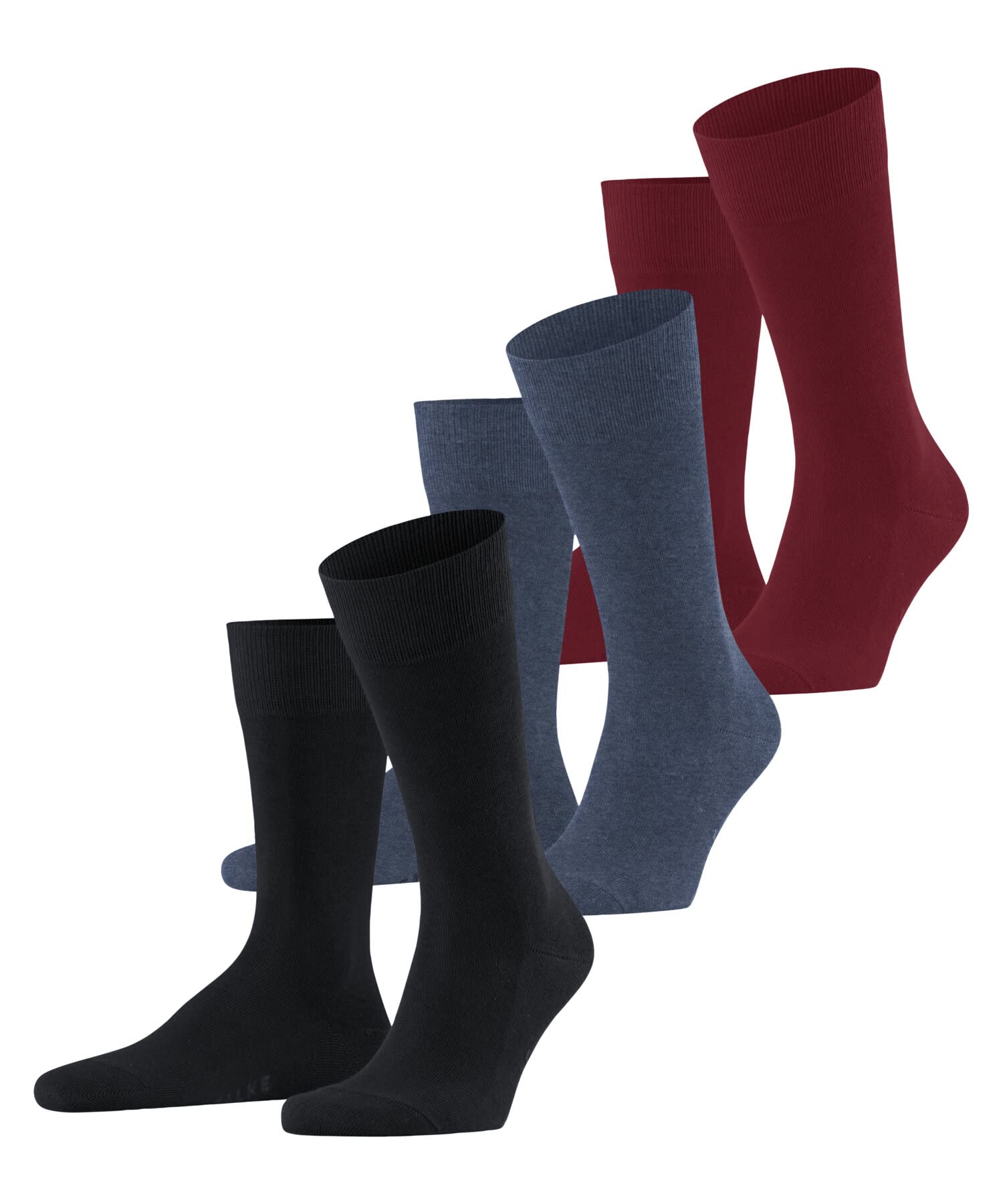 FALKE Men's Family Multipack M So Sustainable Cotton Plain 3 Pairs Socks, Multicolor Blue Mix Red 0020, 8.5-11