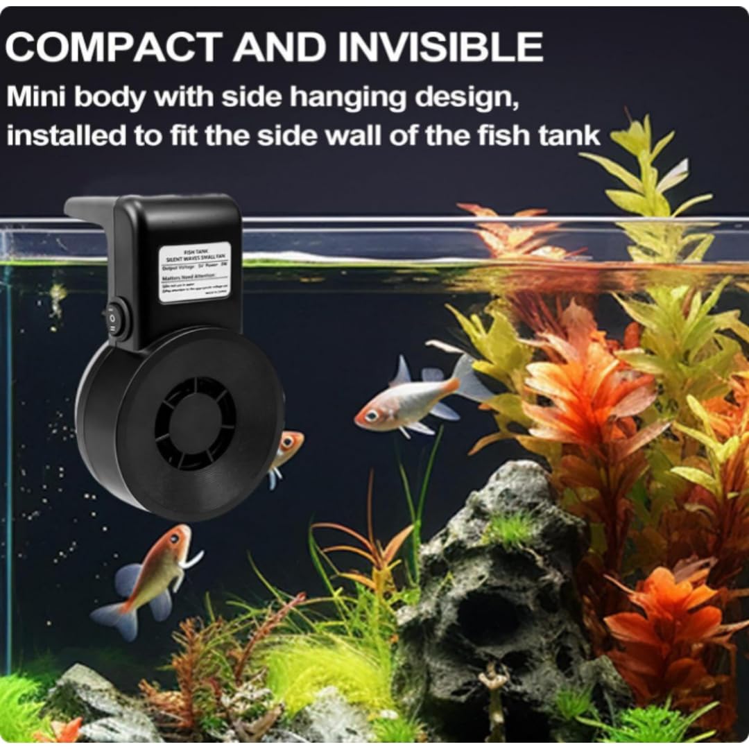 Genérico Enfriador de Acuario Ajustable, Ventilador de pecera, Enfriador de Agua de 4.6 x 2.75 x 2.75 Pulgadas con Modo de 2 velocidades, Accesorios de refrigeración (2 Blancos)