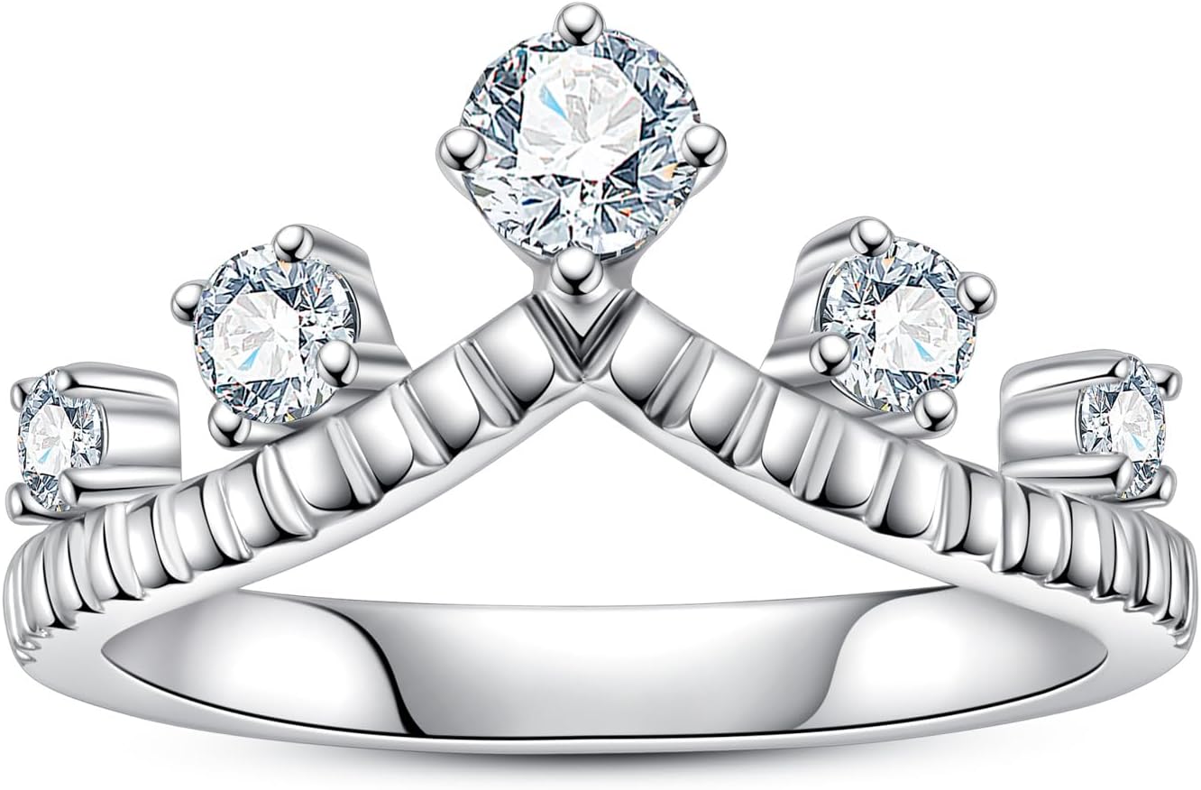 Moissanite Eternity Rings Wedding Bands D Color VVS1 Clarity Round Brilliant Cut 925 Sterling Silver 5/6 Stones Anniversary Band Rings for Women with Certificate